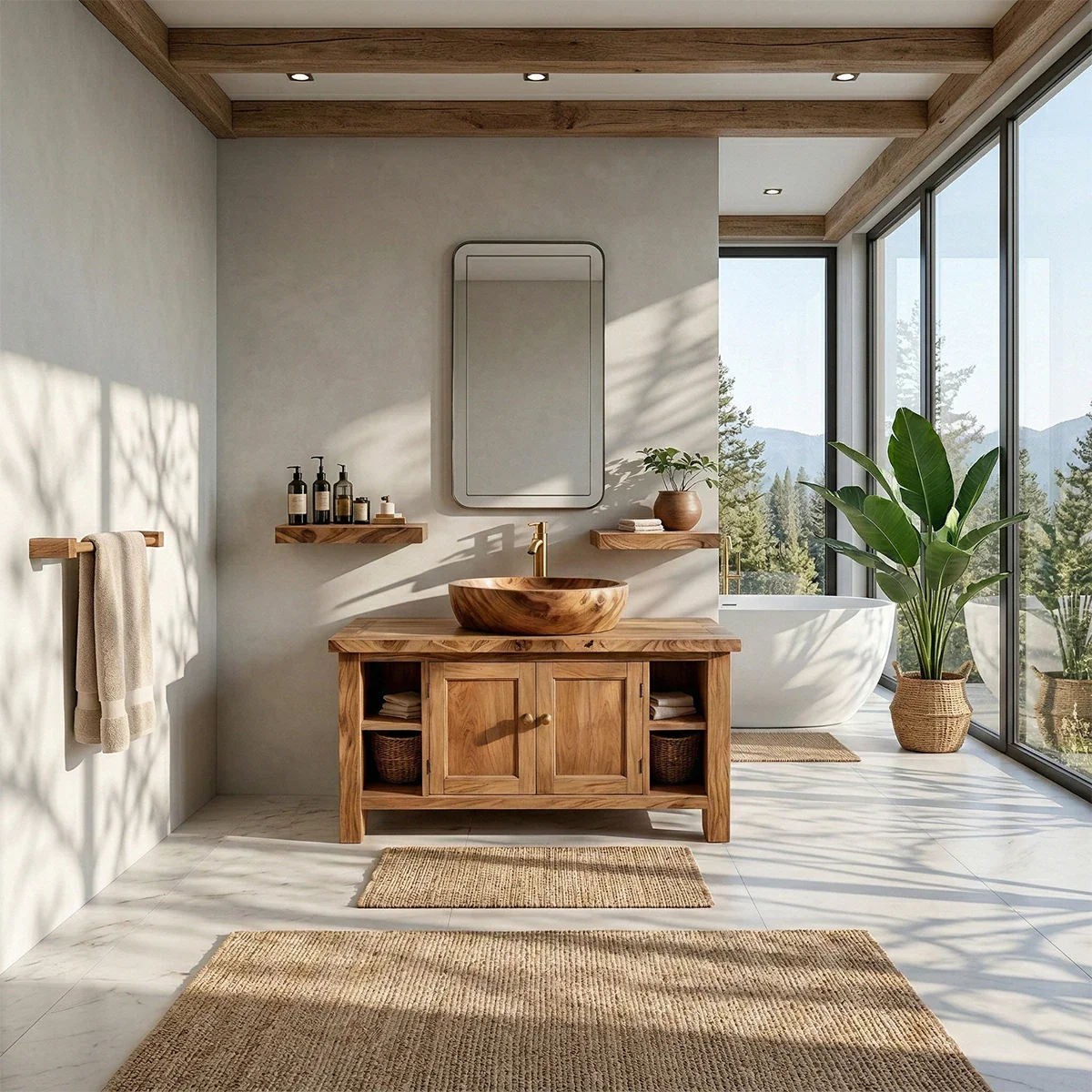 Freestanding vanity with vessel sink design – modern bathroom vanity