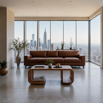 Modern Solid Wood Coffee Table with Open Shelf and Curved Form - ArborisWood - 11