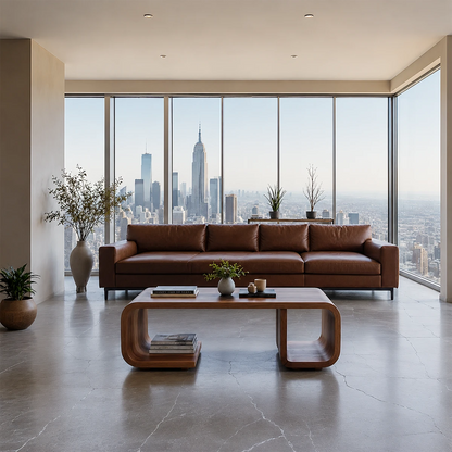 Modern Solid Wood Coffee Table with Open Shelf and Curved Form - ArborisWood - 12