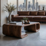 Modern Solid Wood Coffee Table with Open Shelf and Curved Form - Arboriswood - 4