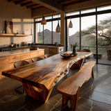 Modern Solid Wood Dining Table with Natural Edge Detail and Sculpted Base Design - Arboriswood - 3