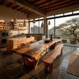 Modern Solid Wood Dining Table with Natural Edge Detail and Sculpted Base Design - Arboriswood