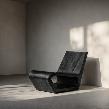 Contemporary lounge seating with curved wooden structure offers comfort and visual appeal