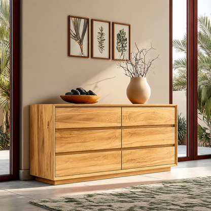 Refined buffet sideboard with practical drawer organization and contemporary silhouette