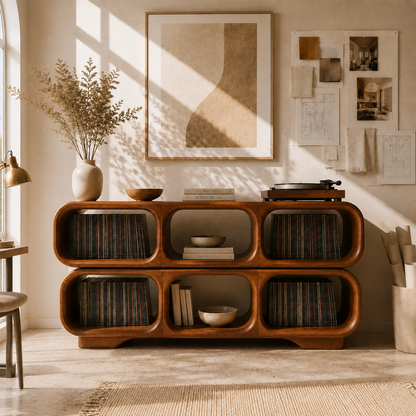 Modular Natural Solid Wood Record Player Stand With Rounded Vinyl Cubes - ArborisWood - 13