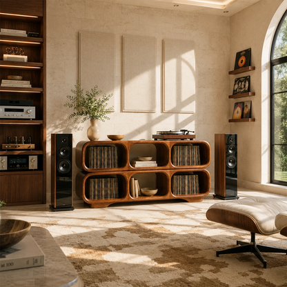 Modular Natural Solid Wood Record Player Stand With Rounded Vinyl Cubes - ArborisWood - 3