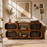 Modular Natural Solid Wood Record Player Stand With Rounded Vinyl Cubes - Arboriswood - 4