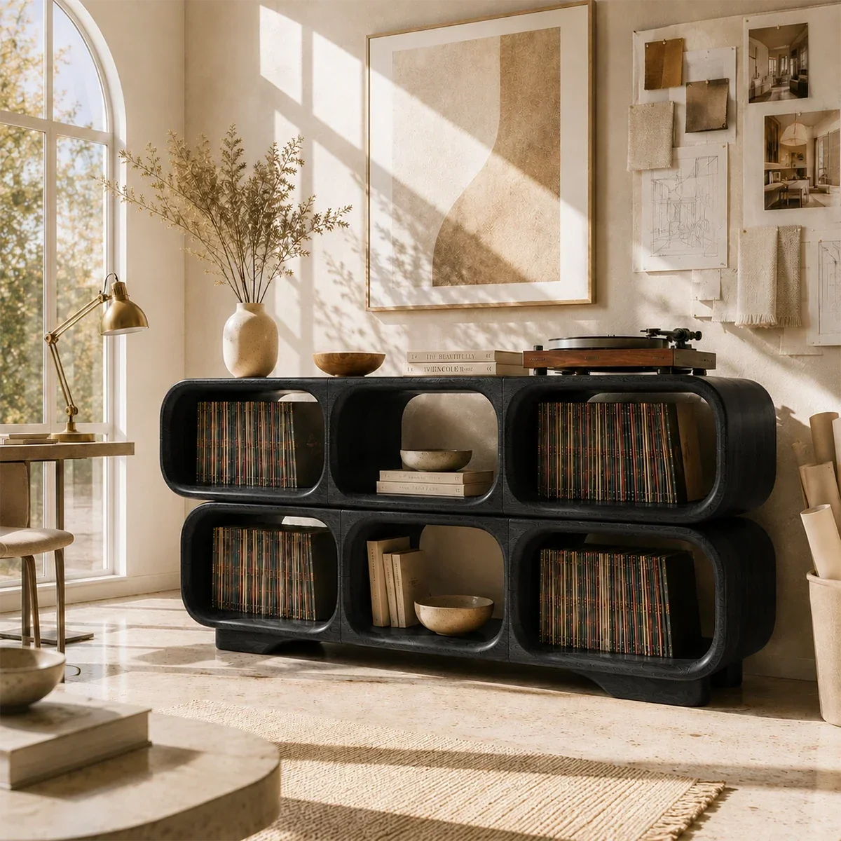Modular Natural Solid Wood Record Player Stand With Rounded Vinyl Cubes - Arboriswood - 9
