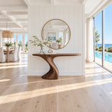 Narrow Console Table with Sculptural Pedestal Base in Natural Solid Wood - Arboriswood - 3