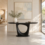Narrow Entryway Table with Oval Slab Top and Open Triangle Pedestal Base - Arboriswood - 10