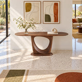 Narrow Entryway Table with Oval Slab Top and Open Triangle Pedestal Base - Arboriswood - 5