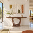 Narrow Entryway Table with Oval Slab Top and Open Triangle Pedestal Base - Arboriswood
