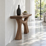 Narrow Entryway Table with Y-Shaped Arched Pedestal and Chunky Slab Top - Arboriswood - 6