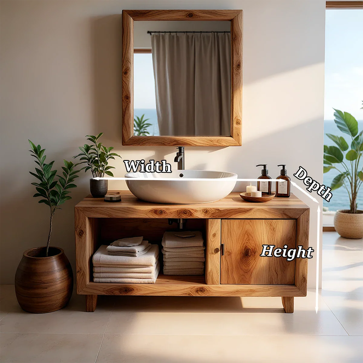 Natural Grain Bathroom Vanity Solid Wood Minimalist Style - ArborisWood - 12