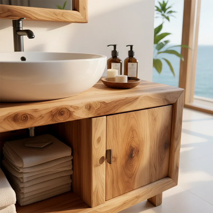 Natural Grain Bathroom Vanity Solid Wood Minimalist Style - ArborisWood - 4