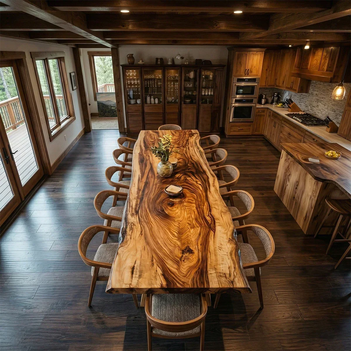 Natural Grain Solid Wood Dining Table with Live Edge Slab for Cozy Spaces - Arboriswood - 4