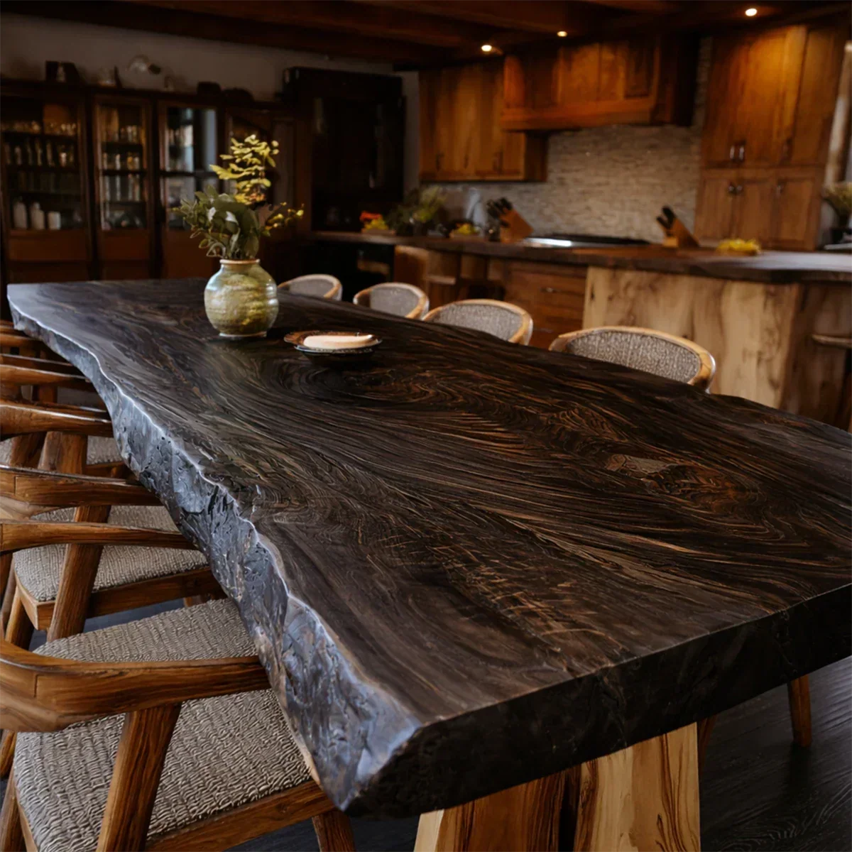 Natural Grain Solid Wood Dining Table with Live Edge Slab for Cozy Spaces - Arboriswood - 7