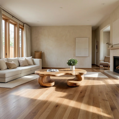 Natural oak coffee table with clean frame design