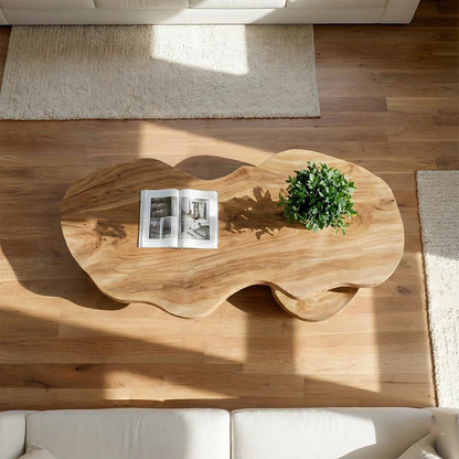 Modern oak coffee table with open frame structure