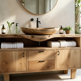 Natural Solid Wood Bathroom Vanity With Live Edge Counter And Storage - Arboriswood - 4