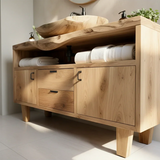 Natural Solid Wood Bathroom Vanity With Live Edge Counter And Storage - Arboriswood - 5