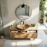 Natural Solid Wood Bathroom Vanity With Live Edge Counter And Storage - Arboriswood - 6