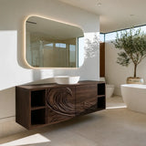 Natural Solid Wood Bathroom Vanity with Sculptural Spiral Doors – Rustic - Arboriswood - 10