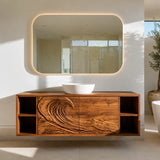 Natural Solid Wood Bathroom Vanity with Sculptural Spiral Doors – Rustic - Arboriswood - 2