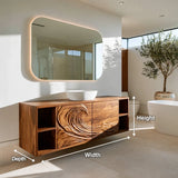 Natural Solid Wood Bathroom Vanity with Sculptural Spiral Doors – Rustic - Arboriswood - 5