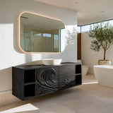 Natural Solid Wood Bathroom Vanity with Sculptural Spiral Doors – Rustic - Arboriswood - 8