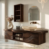 Natural Solid Wood Bathroom Vanity with Sculptural Wave Doors – Rustic - Arboriswood - 10