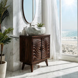 Natural Solid Wood Bathroom Vanity with Wave-Carved Cabinet Doors – Rustic - Arboriswood - 10