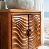 Natural Solid Wood Bathroom Vanity with Wave-Carved Cabinet Doors – Rustic - Arboriswood - 1
