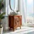 Natural Solid Wood Bathroom Vanity with Wave-Carved Cabinet Doors – Rustic - Arboriswood - 7