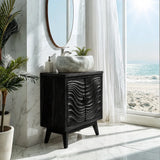 Natural Solid Wood Bathroom Vanity with Wave-Carved Cabinet Doors – Rustic - Arboriswood - 8