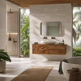 Natural Solid Wood Bathroom Vanity with Wave-Carved Doors – Scandinavian - Arboriswood - 4