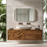 Natural Solid Wood Bathroom Vanity with Wave-Carved Doors – Scandinavian - Arboriswood - 7