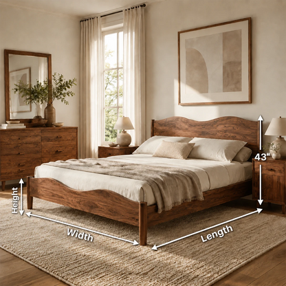 Natural Solid Wood Bed Frame With Curved Headboard and Sculptural Flow - ArborisWood - 10