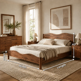 Natural Solid Wood Bed Frame With Curved Headboard and Sculptural Flow - ArborisWood - 10