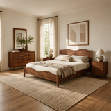 Natural Solid Wood Bed Frame With Curved Headboard and Sculptural Flow - ArborisWood - 2