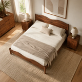 Natural Solid Wood Bed Frame With Curved Headboard and Sculptural Flow - ArborisWood - 5