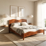 Natural Solid Wood Bed Frame With Curved Headboard and Sculptural Flow - ArborisWood - 6