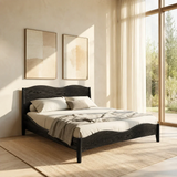 Natural Solid Wood Bed Frame With Curved Headboard and Sculptural Flow - ArborisWood - 8