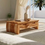 Natural Solid Wood Coffee Table with Curved Drawer Base – Scandinavian - Arboriswood - 7