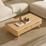 Natural Solid Wood Coffee Table with Curved Drawer Storage – Minimalist - Arboriswood - 4