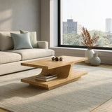 Natural Solid Wood Coffee Table with Curved Sculptural Base – Japandi - Arboriswood - 10