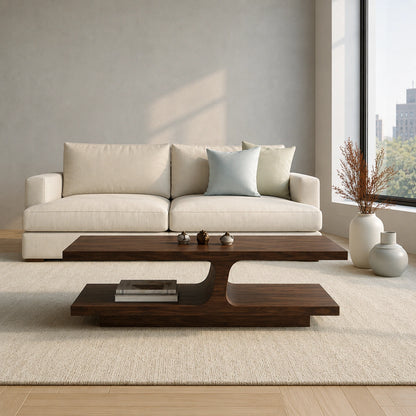 Natural Solid Wood Coffee Table with Curved Sculptural Base – Japandi - Arboriswood - 3