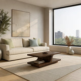 Natural Solid Wood Coffee Table with Curved Sculptural Base – Japandi - Arboriswood - 4