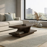 Natural Solid Wood Coffee Table with Curved Sculptural Base – Japandi - Arboriswood - 6