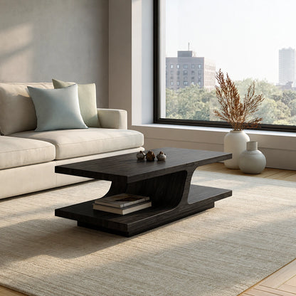 Natural Solid Wood Coffee Table with Curved Sculptural Base – Japandi - Arboriswood - 8